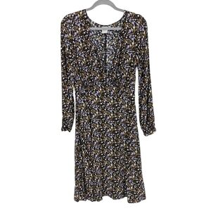 ICHI Calissa Long Sleeve Floral Midi Dress